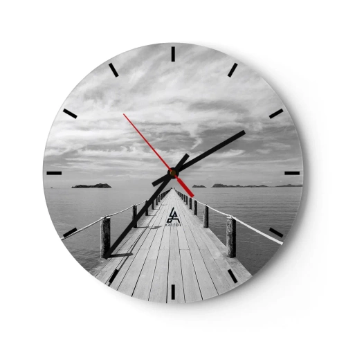 Horloge murale - Pendule murale - Une jetée menant au loin sur la surface calme de la mer - 30x30cm - Et peut-être un voyage... - Décoration murale moderne pour le salon, la cuisine et la chambre ARTTOR