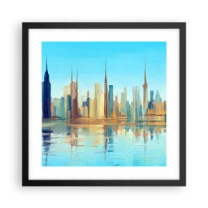 Affiche dans un cadre noir - Poster - Une métropole ensoleillée - 40x40 cm