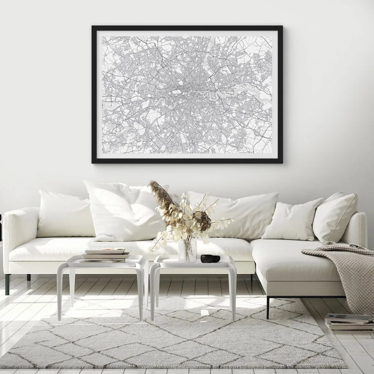 Affiche dans un cadre noir - Poster - Carte du labyrinthe londonien - 40x30 cm
