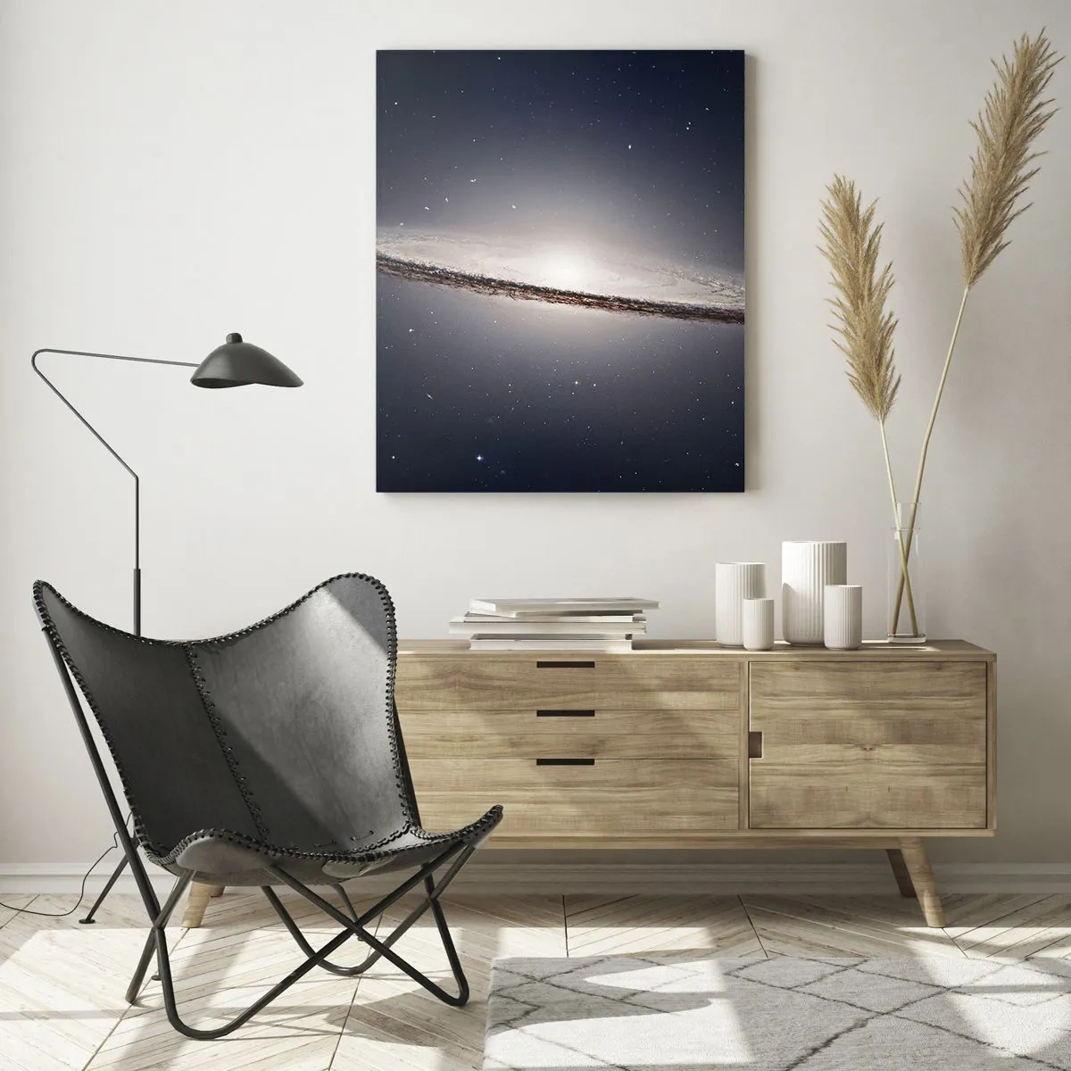Impression sur verre - Image sur verre - Une galaxie spirale sur fond d'espace étoilé - 80x120cm - Il y a bien longtemps, dans une galaxie très lointaine… - Décoration murale moderne pour le salon et la chambre ARTTOR