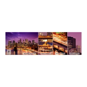 Échantillon de Papier Peint Autocollant Deluxe Sticker - Manhathann or violet - Ville, New York, Architecture - 100x30 cm