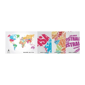 Échantillon de Papier Peint Premium Sand - je veux tous les rencontrer - Carte du monde, Graphique, Continents - 100x30 cm