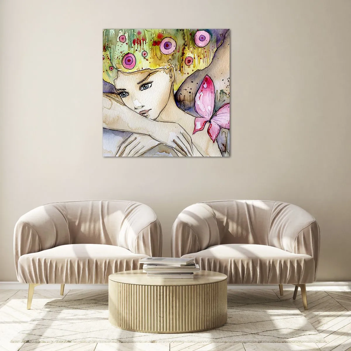 Impression sur verre - Image sur verre - La princesse papillon - 50x50 cm