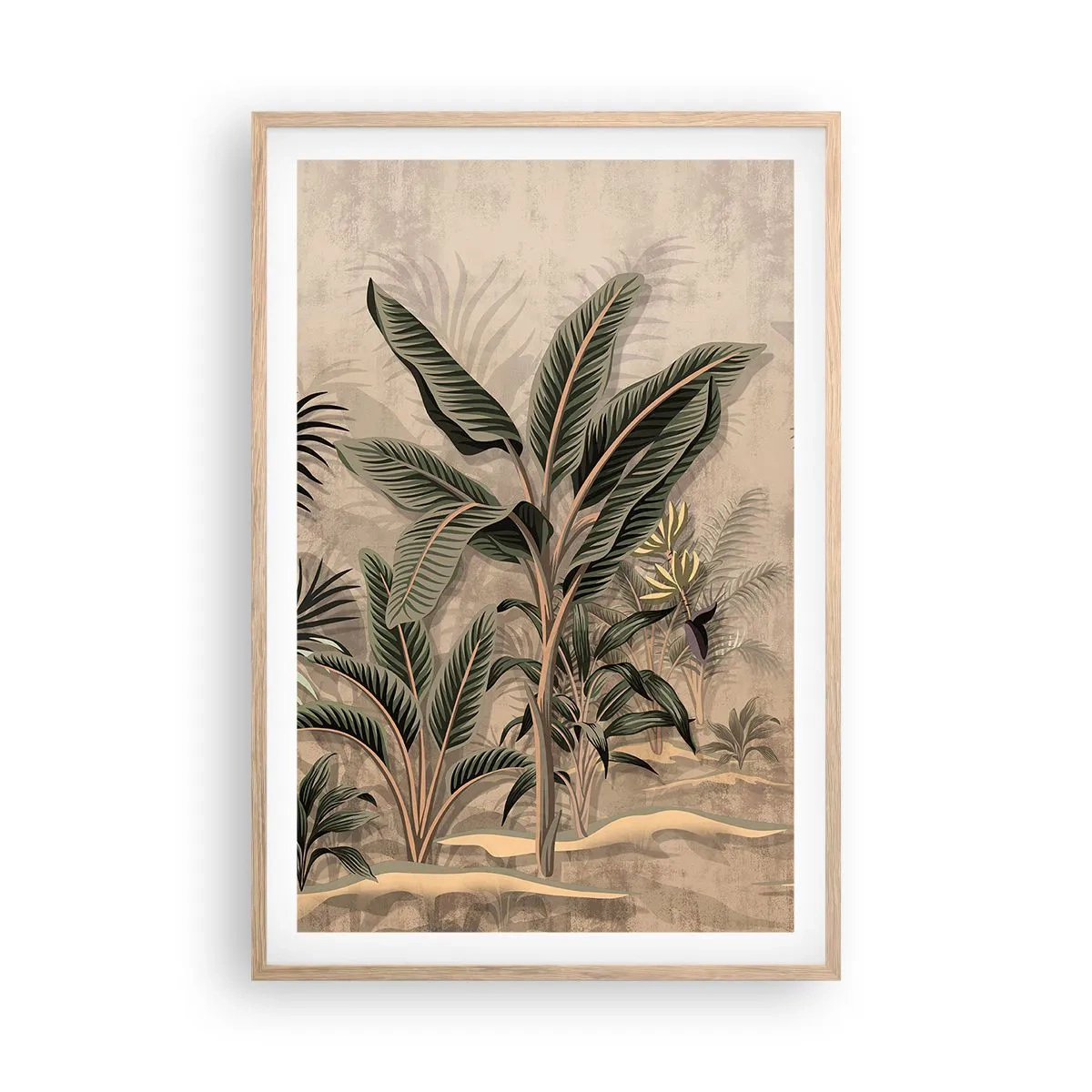 Affiche dans un chêne clair - Poster - Une gravure de style colonial - 61x91 cm