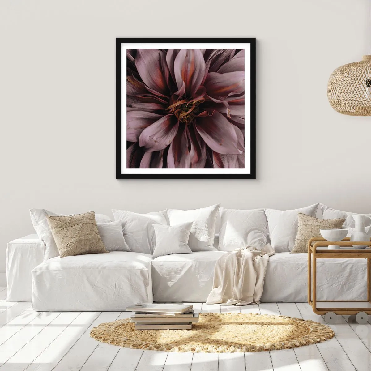 Affiche dans un cadre noir - Poster - Un coeur fleuri - 50x50 cm