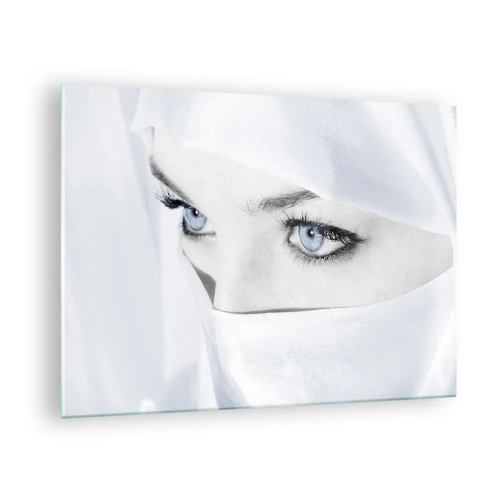 Impression sur verre - Image sur verre - Un portrait subtil avec des yeux bleus expressifs - 70x50cm - Directement des mille et une nuits - Décoration murale moderne pour le salon et la chambre ARTTOR