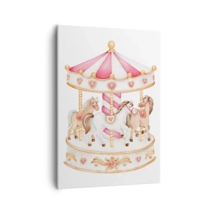 Impression sur toile - Image sur toile - Carrousel vintage coloré avec des chevaux - 50x70cm - Le doux monde de l'enfance - Décoration murale moderne pour le salon et la chambre ARTTOR