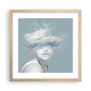 Affiche dans un chêne clair - Poster - La tête dans les nuages - 40x40 cm