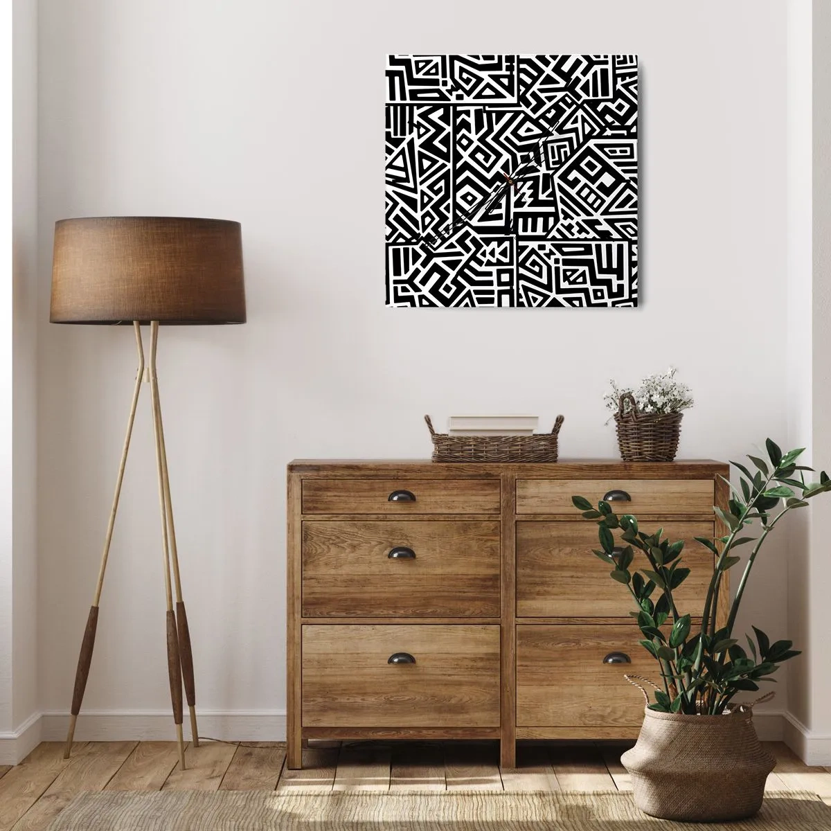 Horloge murale - Pendule murale - Composition précolombienne - 30x30 cm