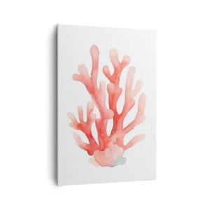 Impression sur toile - Image sur toile - Une illustration subtile de corail dans des tons pastel - 70x100cm - Corail couleur corail - Décoration murale moderne pour le salon et la chambre ARTTOR