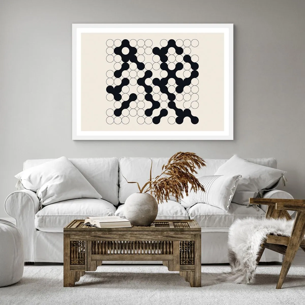 Affiche dans un cadre blanc - Poster - Jeu chinois – variation - 30x30 cm