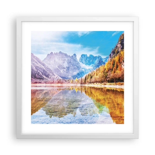 Affiche dans un cadre blanc - Poster - C'est déjà le printemps à la montagne - 40x40 cm