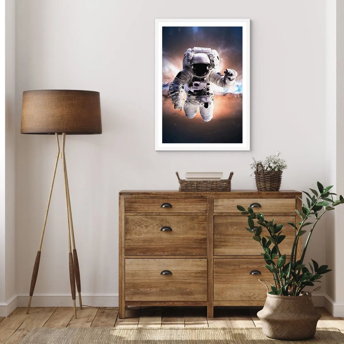 Affiche dans un cadre blanc - Poster - Salutations de l'espace - 50x70 cm
