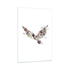 Impression sur verre - Image sur verre - Silhouette d'oiseau artistique avec des motifs géométriques - 80x120cm - Un pèlerin volant - Décoration murale moderne pour le salon et la chambre ARTTOR