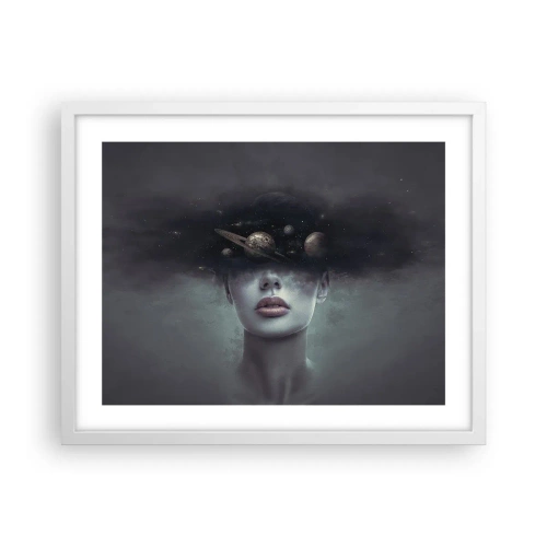 Affiche dans un cadre blanc - Poster - Et les planètes deviennent folles... - 50x40 cm