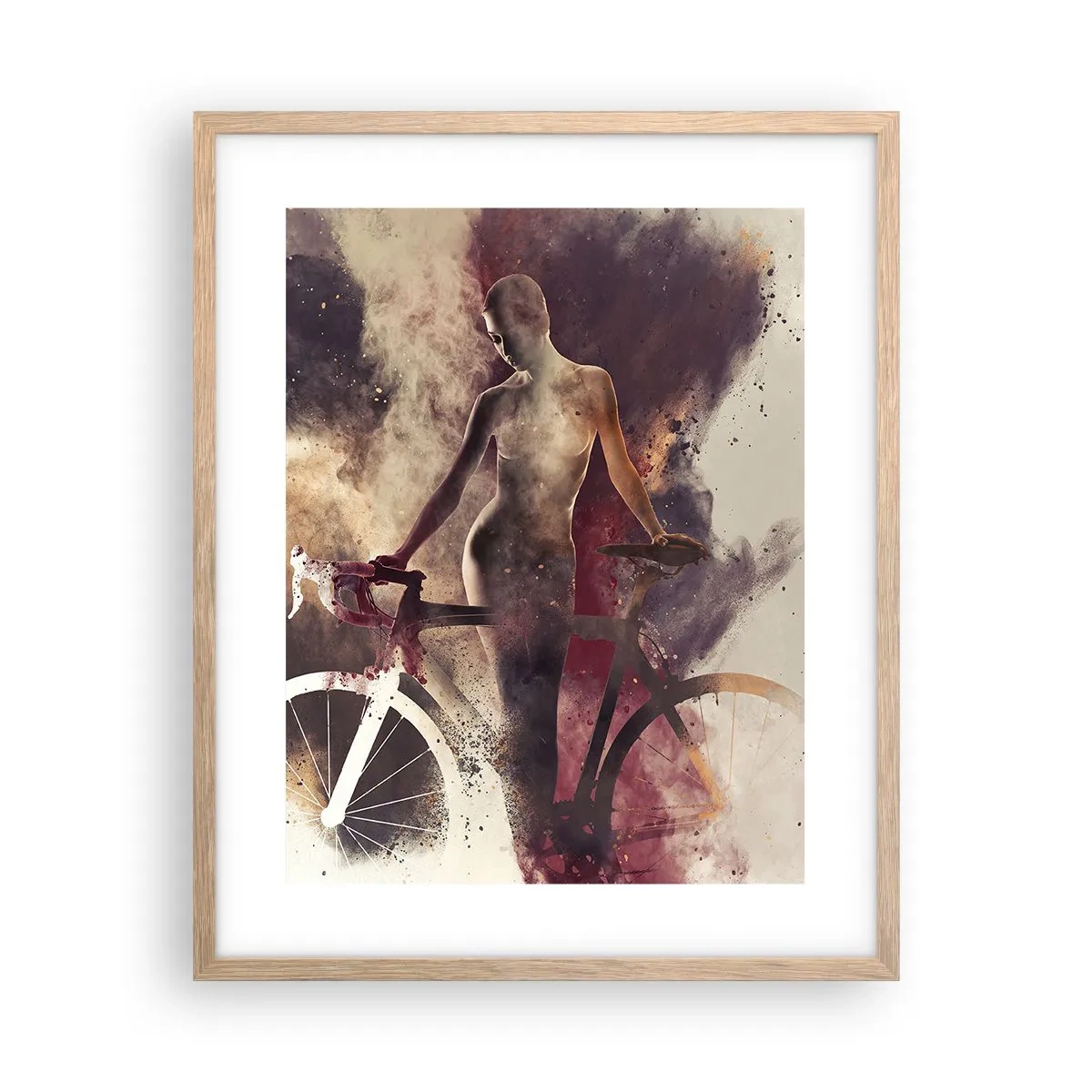 Affiche dans un chêne clair - Poster - Une âme de vélo aux formes marbrées - 40x50 cm