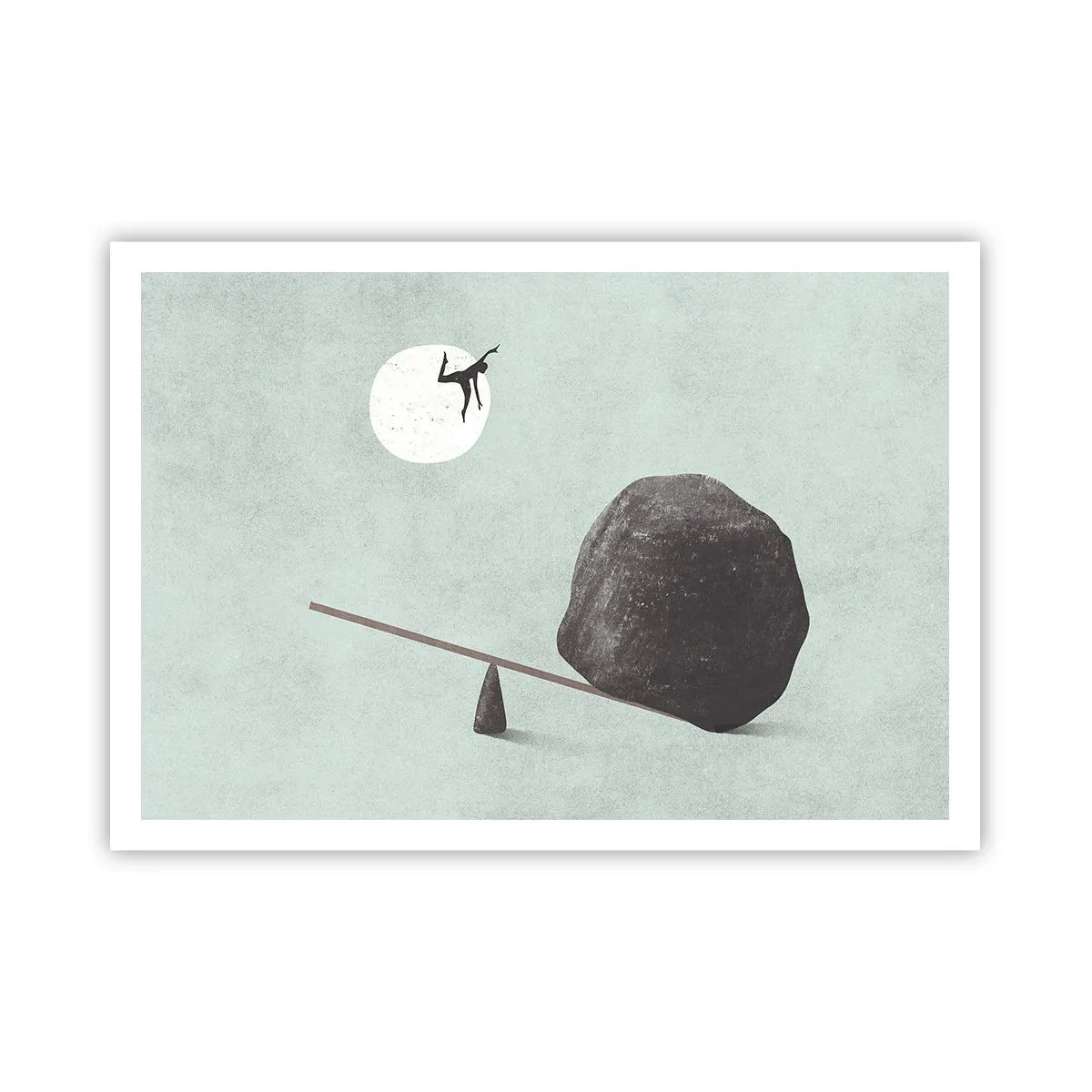 Affiche - Poster - Une scène symbolique avec une figure et un équilibre sur un ciel lumineux. - 100x70cm - Réalisation de ses rêves - Décoration murale moderne pour le salon et la chambre ARTTOR