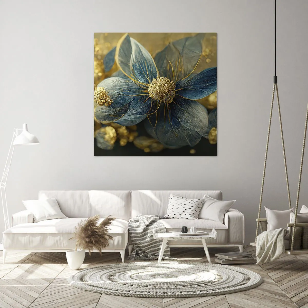 Impression sur toile - Image sur toile - Fleurir avec de l'or - 60x60 cm