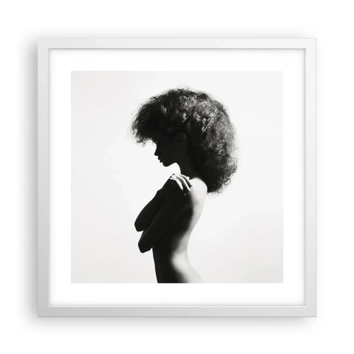 Affiche dans un cadre blanc - Poster - Comme une fleur au bout d'une fine tige - 40x40 cm