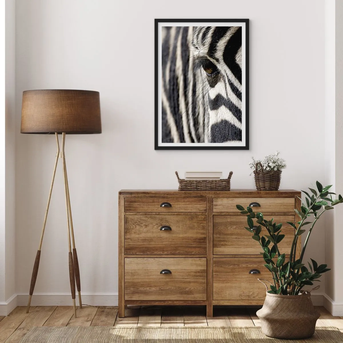 Affiche dans un cadre noir - Poster - Portrait en rayure - 30x40 cm