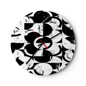 Horloge murale - Pendule murale - Un motif géométrique noir et blanc avec un caractère artistique - 30x30cm - Le blanc est blanc et le noir est noir - Décoration murale moderne pour le salon, la cuisine et la chambre ARTTOR