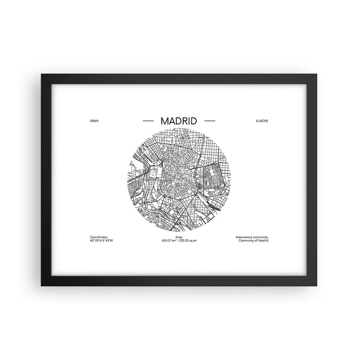 Affiche dans un cadre noir - Poster - Anatomie de Madrid - 40x30 cm