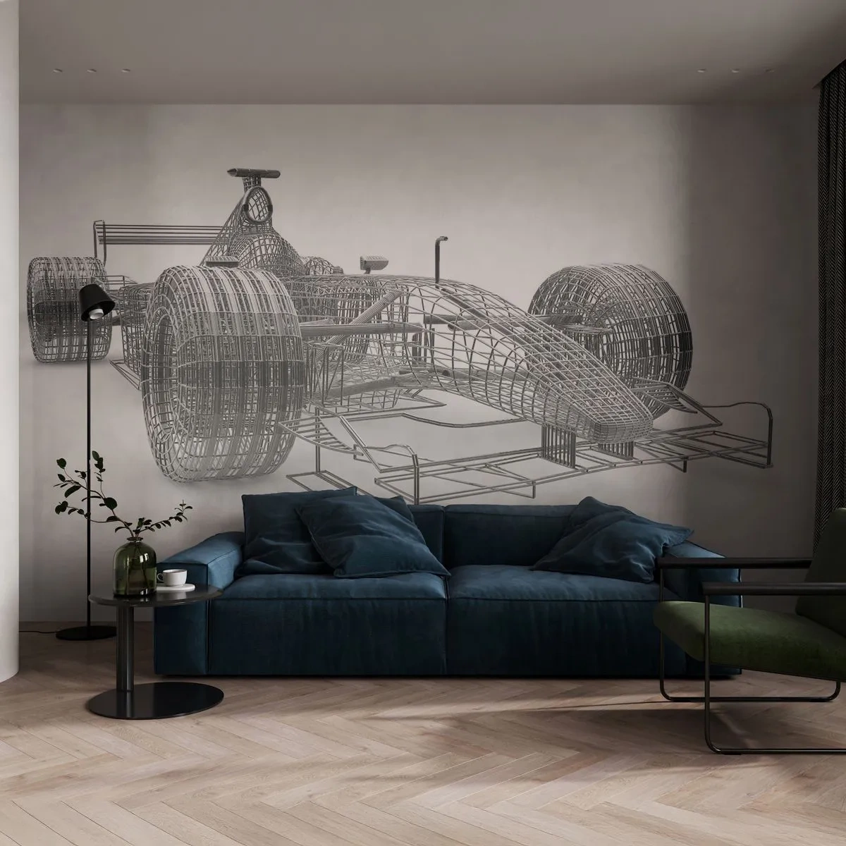 Papier Peint Photo Premium Sand - Design parfait - idée de course - 3D, Voiture de course, Graphique - 450x315 cm