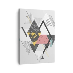 Impression sur toile - Image sur toile - Motifs géométriques sur fond clair - 50x70cm - Variation sur triangle et losange - Décoration murale moderne pour le salon et la chambre ARTTOR