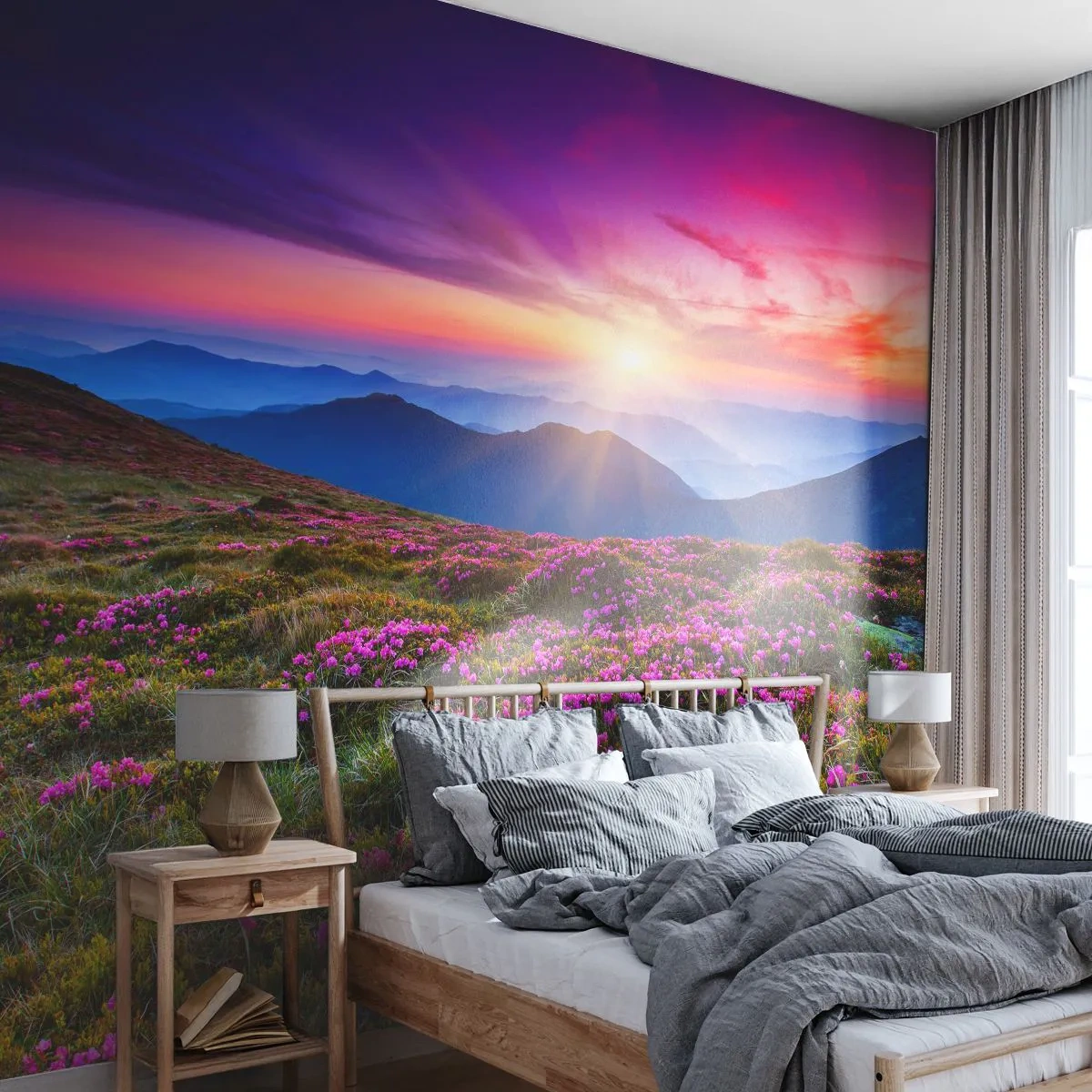 Papier Peint Autocollant Deluxe Sticker - Les herbes sentaient les grappes fraîches de la récolte - Paysage, Montagnes, Fleurs - 500x350 cm