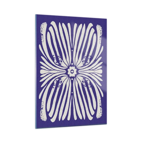 Impression sur verre - Image sur verre - Motif ethnique symétrique sur fond violet - 50x70cm - Inspirations ethniques - Décoration murale moderne pour le salon et la chambre ARTTOR