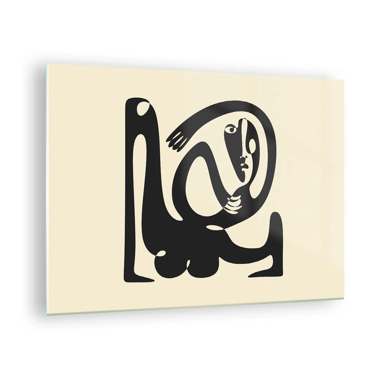 Impression sur verre - Image sur verre - Portrait abstrait dans un style rappelant Picasso - 70x50cm - Presque du Picasso - Décoration murale moderne pour le salon et la chambre ARTTOR