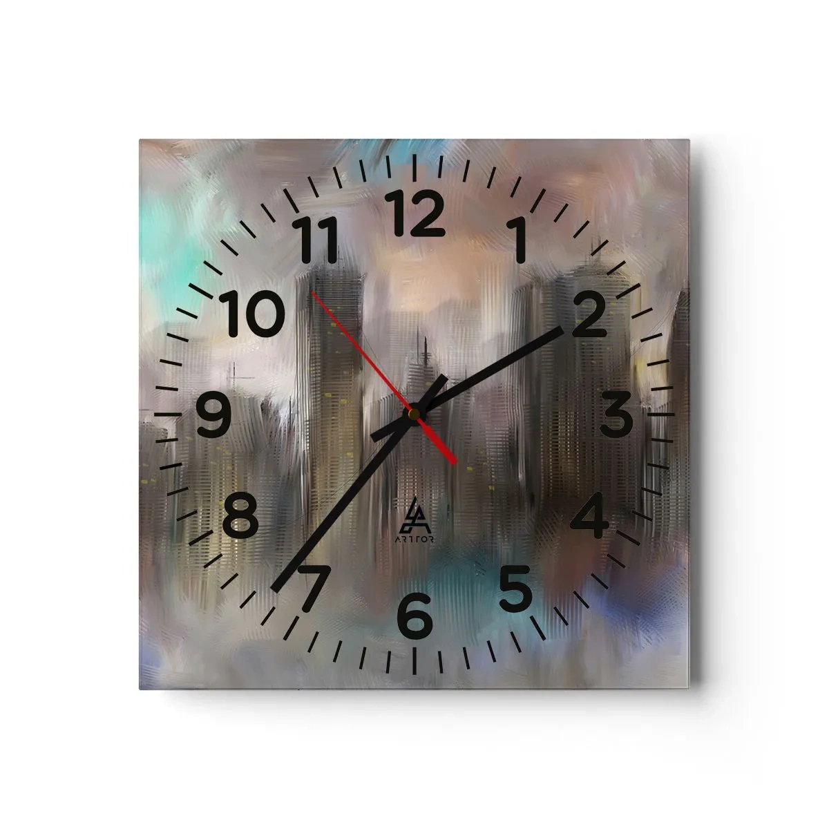 Horloge murale - Pendule murale - Une composition d'acier, de pierre et de brouillard - 40x40 cm