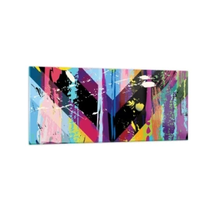 Impression sur verre - Image sur verre - Motif abstrait avec des formes géométriques colorées - 120x50cm - De haut en bas - Décoration murale moderne pour le salon et la chambre ARTTOR