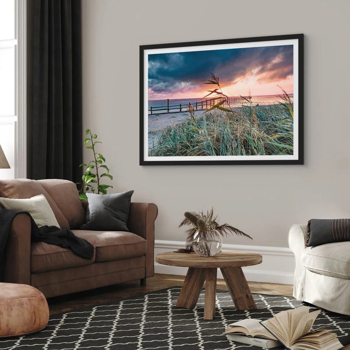 Affiche dans un cadre noir - Poster - Ça ne passe pas avec le vent - 91x61 cm