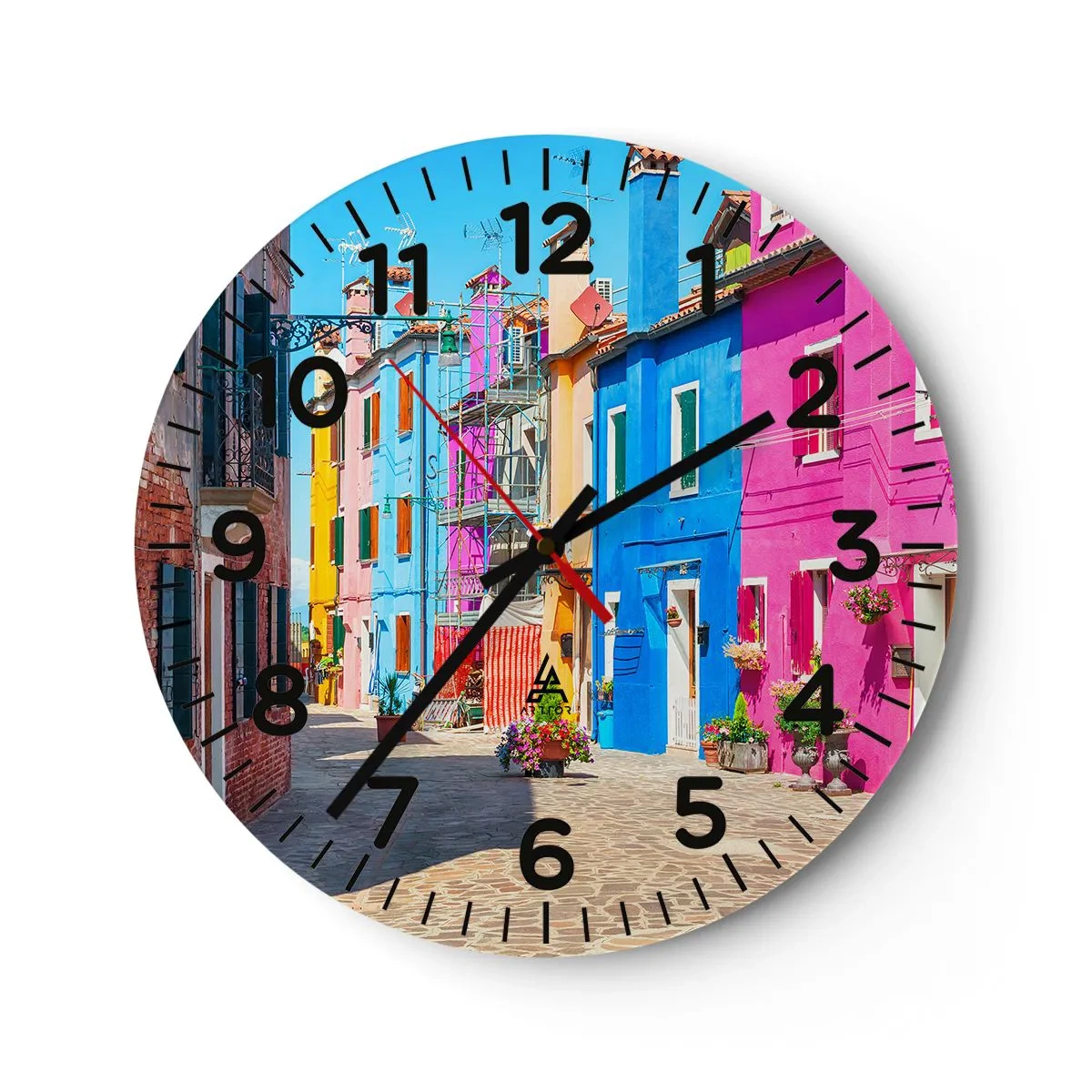 Horloge murale - Pendule murale - Ville "Sous les perroquets" - 40x40 cm