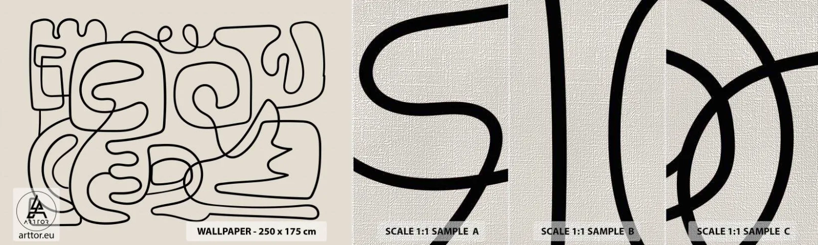 Échantillon de Papier Peint Premium Canvas - Suivez les indices - Abstraction, Morceau, Linéaire - 100x30 cm