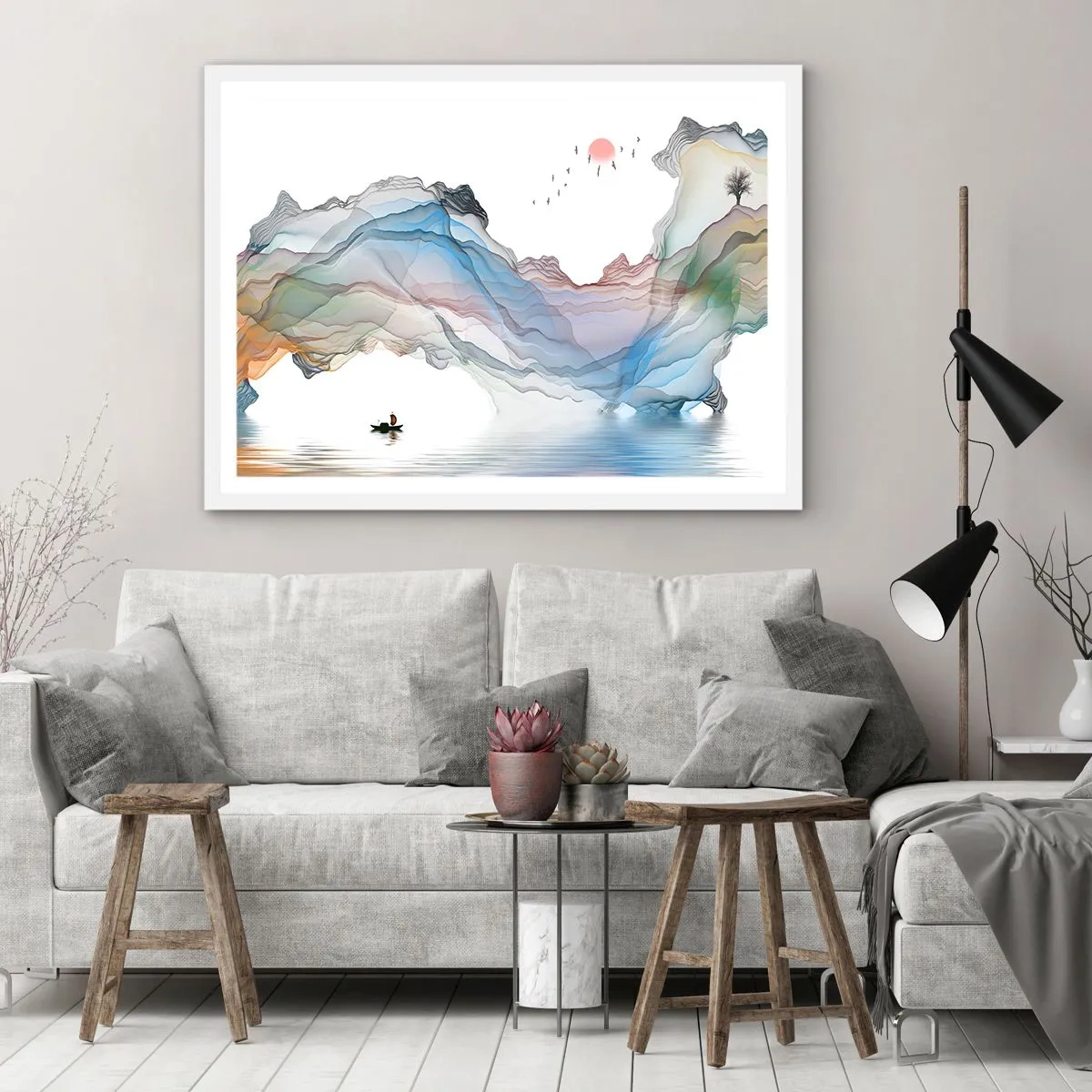 Affiche dans un cadre blanc - Poster - Vers les montagnes de cristal - 100x70 cm
