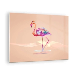 Impression sur verre - Image sur verre - Flamant rose coloré sur fond pastel - 70x50cm - L'oiseau des bonnes émotions - Décoration murale moderne pour le salon et la chambre ARTTOR