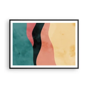 Affiche dans un cadre noir - Poster - Vagues abstraites aux couleurs pastel - 100x70cm - Conformité non-conforme - Décoration murale moderne pour le salon et la chambre ARTTOR