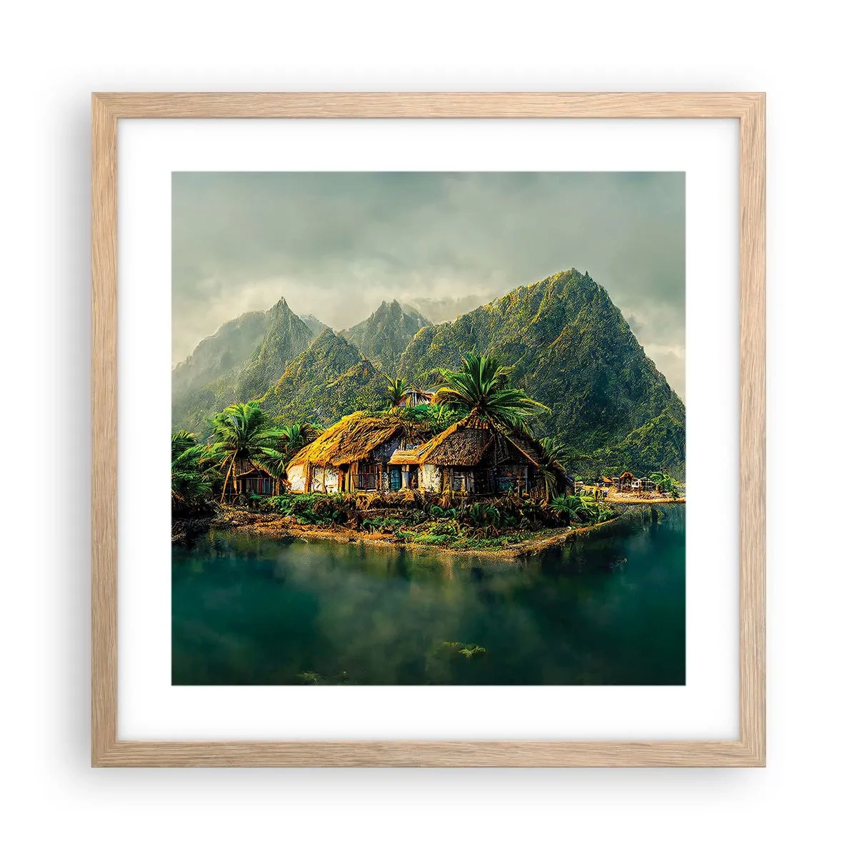 Affiche dans un chêne clair - Poster - Paradis tropical - 40x40 cm