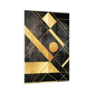 Impression sur verre - Image sur verre - Formes géométriques dans les tons or et noir - 70x100cm - Soleil du désert - Décoration murale moderne pour le salon et la chambre ARTTOR