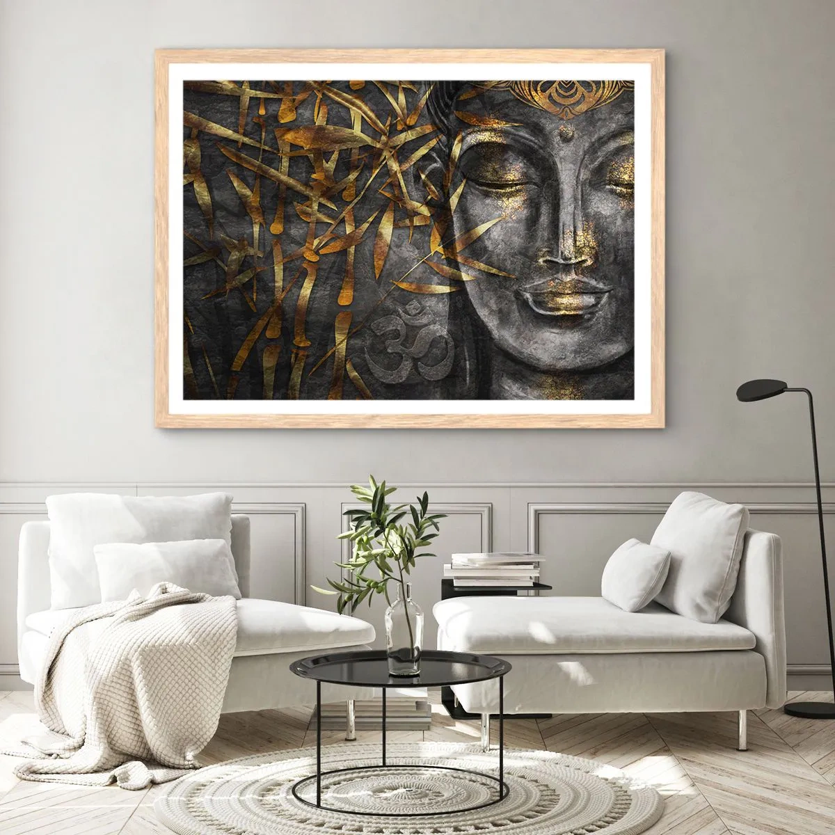 Affiche dans un chêne clair - Poster - Ressentir le calme - 100x70 cm