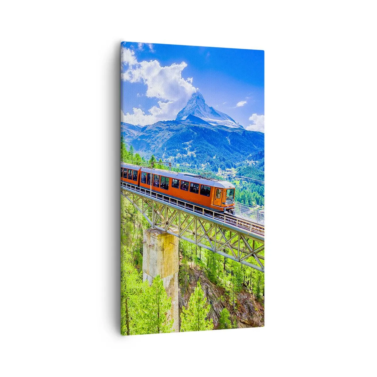 Impression sur toile - Image sur toile - Train dans les Alpes - 55x100 cm