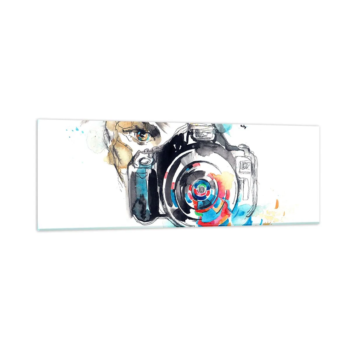 Impression sur verre - Image sur verre - Dans l'oeil de l'objectif - 90x30 cm
