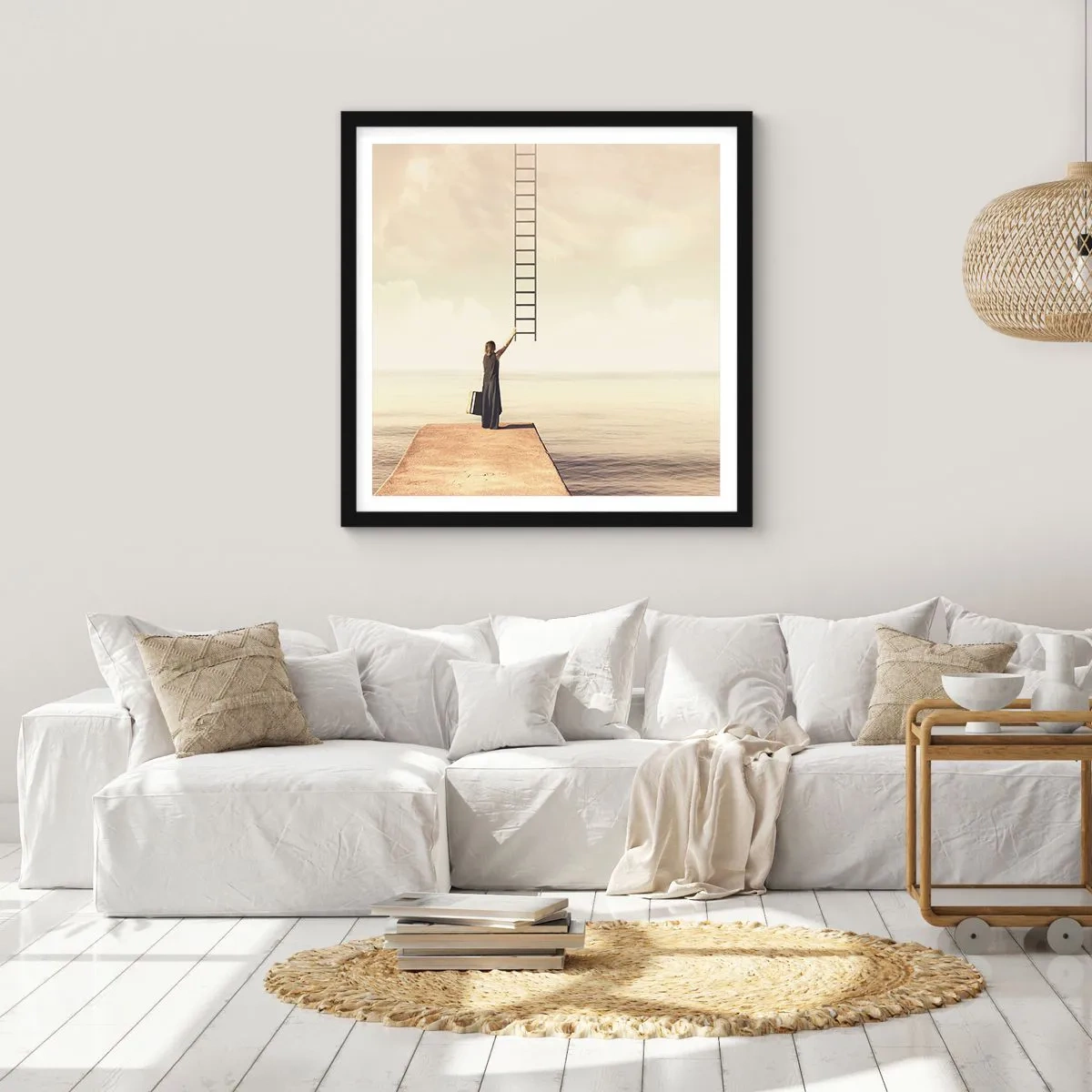 Affiche dans un cadre noir - Poster - Voyage magique - 60x60 cm