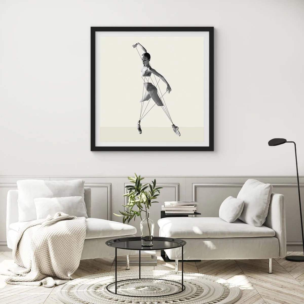 Affiche dans un cadre noir - Poster - Dans le théatre de la vie - 50x50 cm