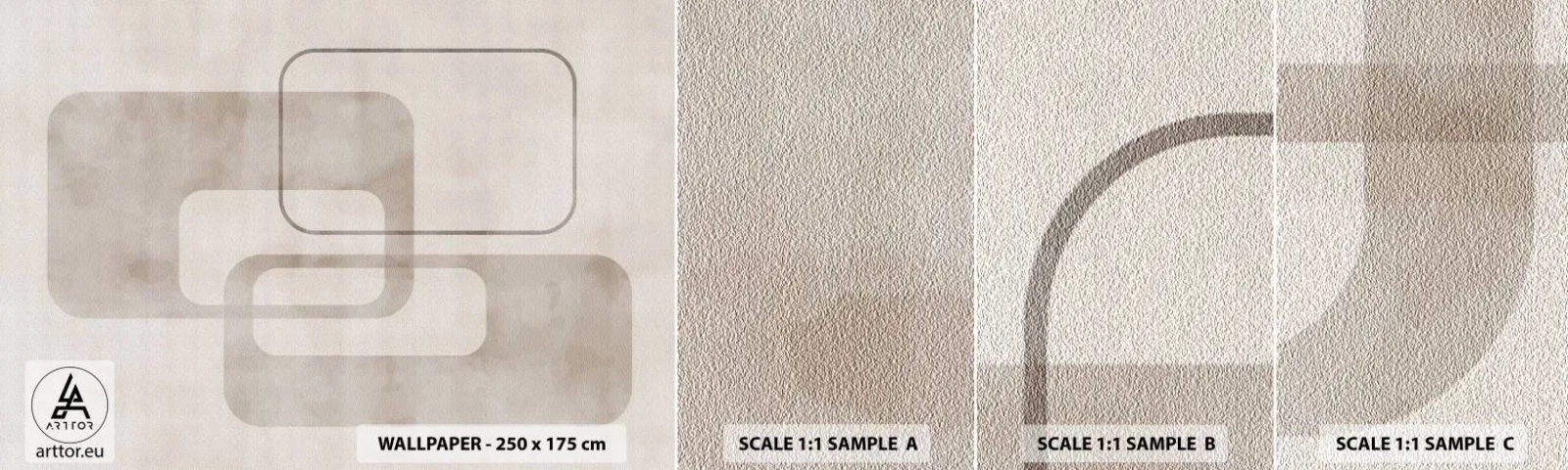 Échantillon de Papier Peint Autocollant Deluxe Sticker - Fugue géométrique - Formes, Minimalisme, Brillant - 100x30 cm