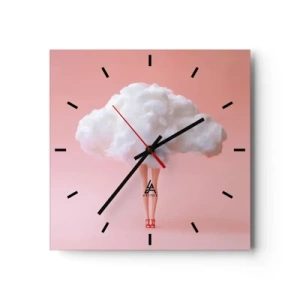 Horloge murale - Pendule murale - Jambes dans un nuage sur fond rose - 30x30cm - Douce promesse - Décoration murale moderne pour le salon et la chambre ARTTOR
