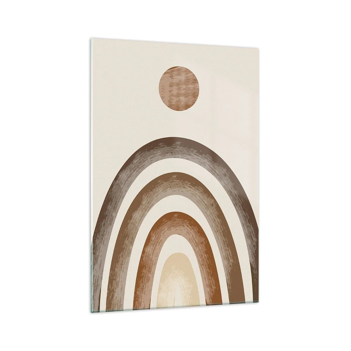 Impression sur verre - Image sur verre - Motif planétaire géométrique dans les tons de marron - 70x100cm - Dans une galaxie lointaine - Décoration murale moderne pour le salon et la chambre ARTTOR