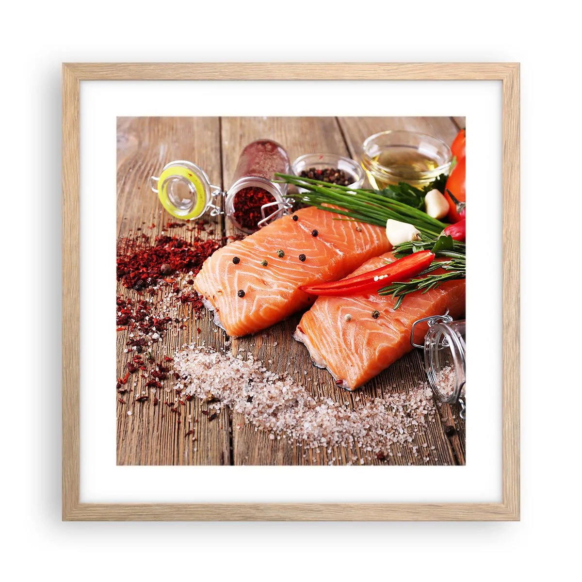 Affiche dans un chêne clair - Poster - Aventure norvégienne dans la cuisine - 40x40 cm